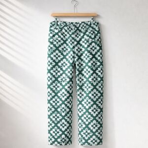 PacSun Green and White Floral Patterned Jeans